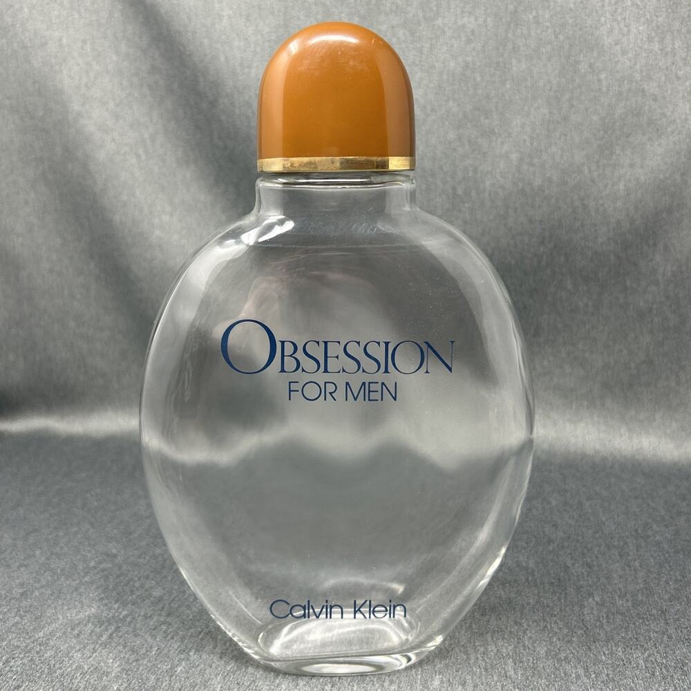 VTG Calvin Klein Obsession for Men LARGE Glass Empty Factice Display Bottle 10"